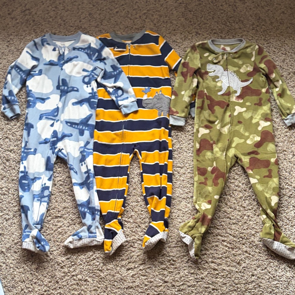 Carter's Kids One Piece Footies - Blue, Yellow, Green